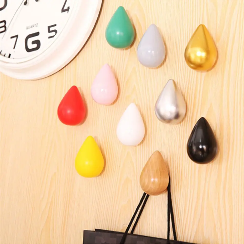Practical drop-shaped household wood wall hanging rack bathroom door coat single hook hanger for room decoration | Дом и сад