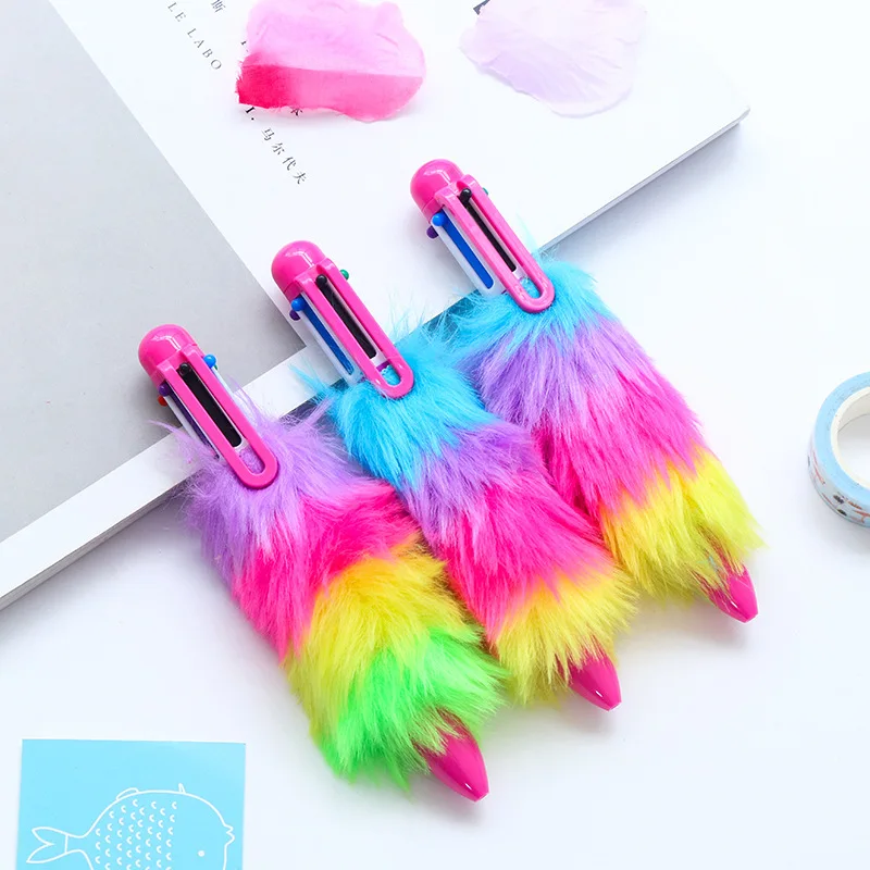 2018 The Favorite Multicolor Pen Korean Kawaii Stationary Canetas Coloridas Rainbow Color Fluff Pens For Writing 1PC sale | Канцтовары - Фото №1