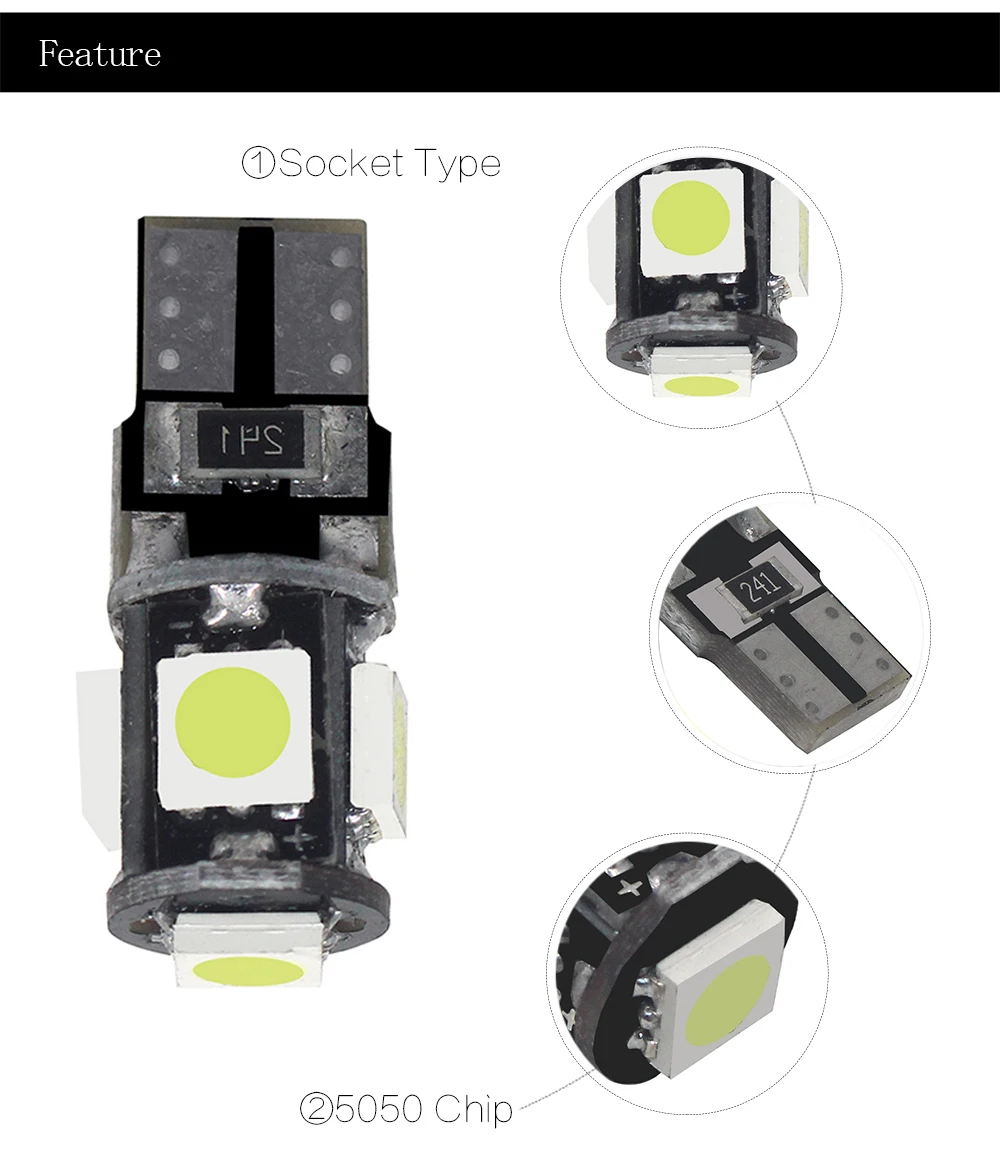 1 шт. T10 5 SMD 5050 Светодиодный светильник Canbus без ошибок для салона автомобиля W5W 194 5SMD Авто клиновидный задний фонарь