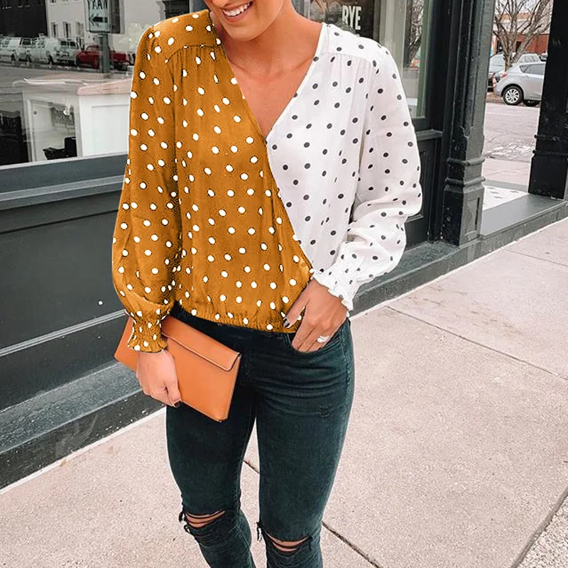 Женские топы с v-образным вырезом и длинным рукавом женская блузка праздничная