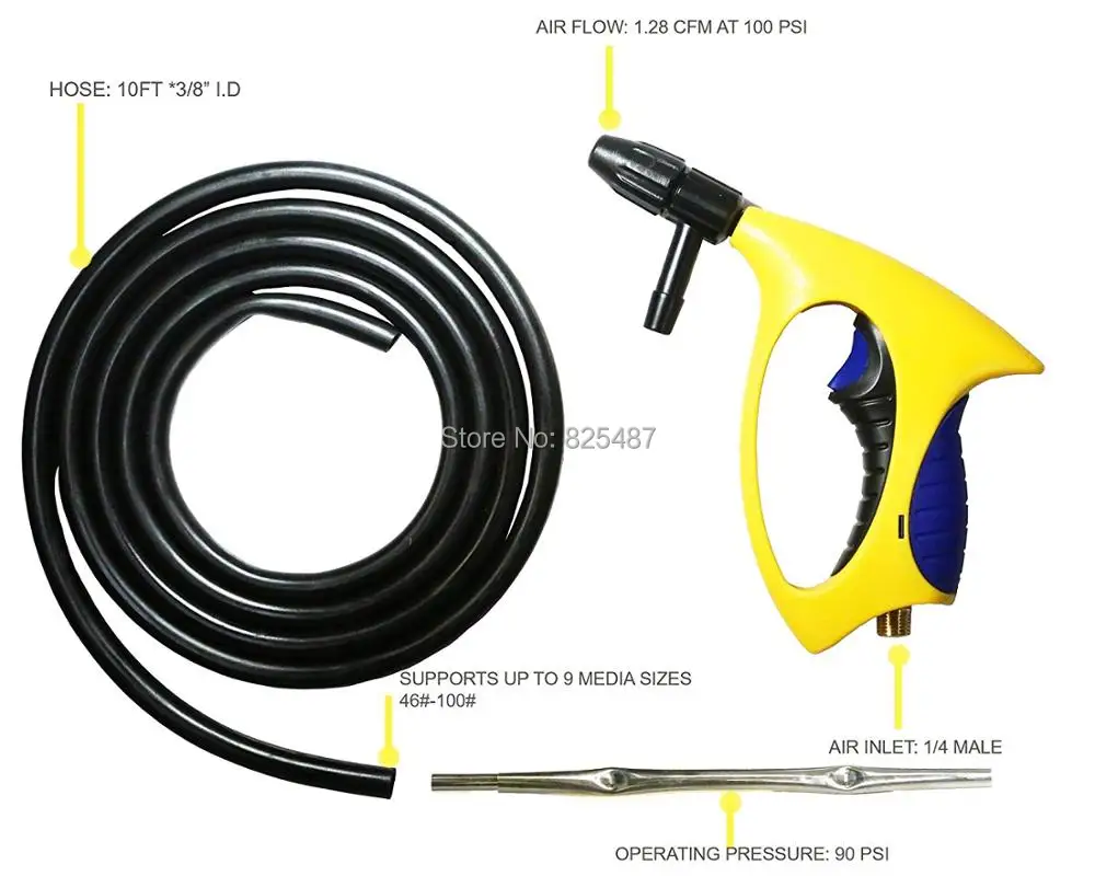 LEMATEC абразивный пневматический Пескоструйный пистолет с шлангом для