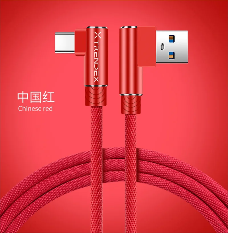 Red 1 м/3,3 фута 90 градусов L Дизайн usb type-C быстрая зарядная зарядка зарядное устройство кабель синхронизации данных провод для Samsung Galaxy S10 S9 S8 Plus A9 A8 - Цвет: Red