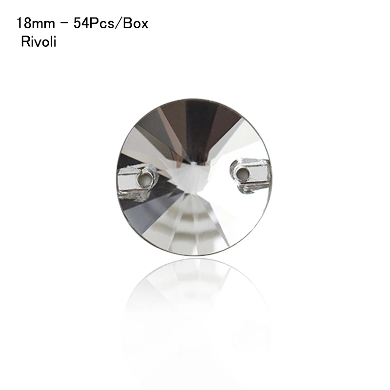 Rivoli - 18mm-54Pcs ААААА кристально чистые пришитые стразы, Золотая основа пришитые камни распорные пуговицы для украшения для одежды - Цвет: Rivoli - 18mm-54Pcs