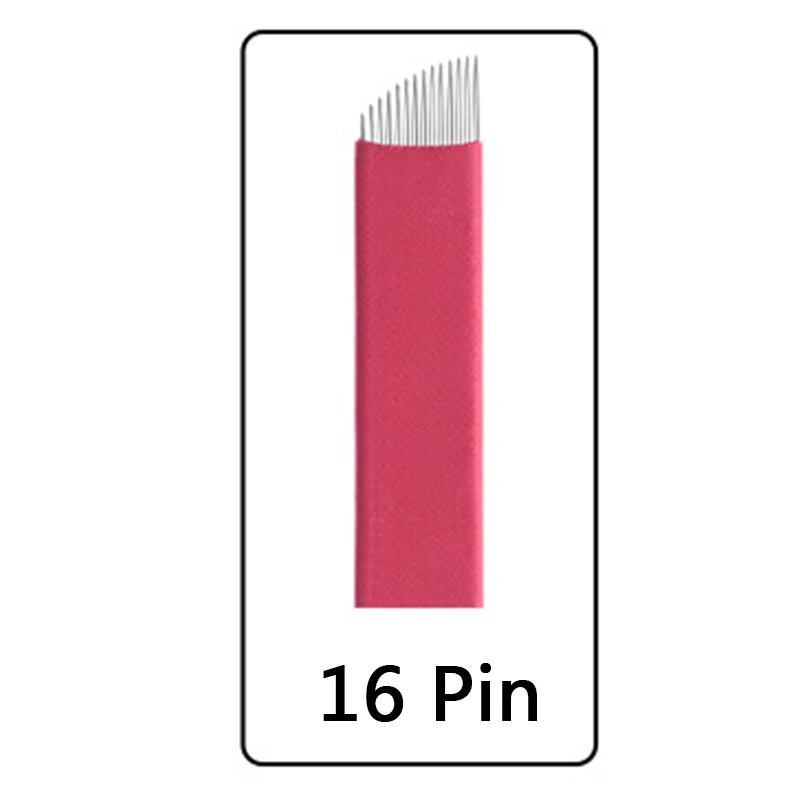16 Pin 200 шт. 0,18 мм Nano LAMINA MICRO 12 FLEX красный микроблейдинг иглы для бровей Agulhas микроблейдинг tebori Permannet ручка-держатель игл - Габаритные размеры: 16 Pin