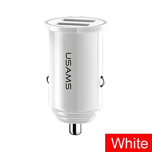 White 3.1A Мини Автомобильное зарядное устройство для iPhone samsung Xiaomi USAMS Быстрая автомобильная зарядка двойной USB автомобильный адаптер зарядного устройства для телефона зарядное устройство для мобильного телефона - Тип штекера: White