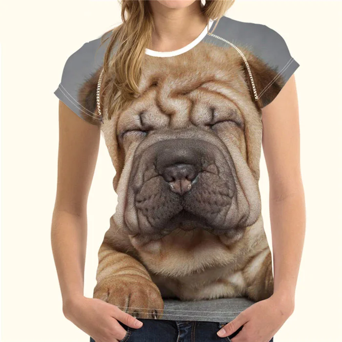 XQ0405BV Бесшумные дизайнерские женские футболки SharPei, 3D, Бостон-терьер, женские летние эластичные тонкие повседневные футболки, одежда для собак, топы - Цвет: XQ0405BV