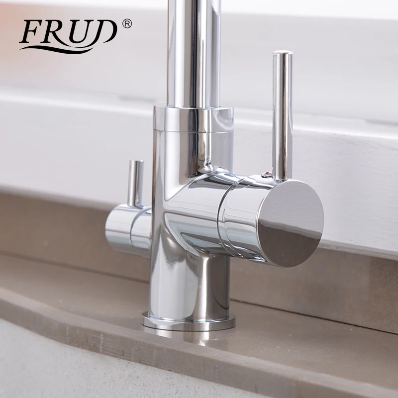 FRUD Новое поступление хром Чистая Вода Кухня Раковина кран поворотный носик