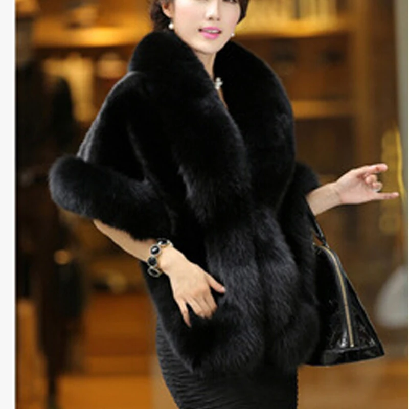 Бесплатная доставка 2020 искусственный мех шаль Женское зимнее пальто Высокое