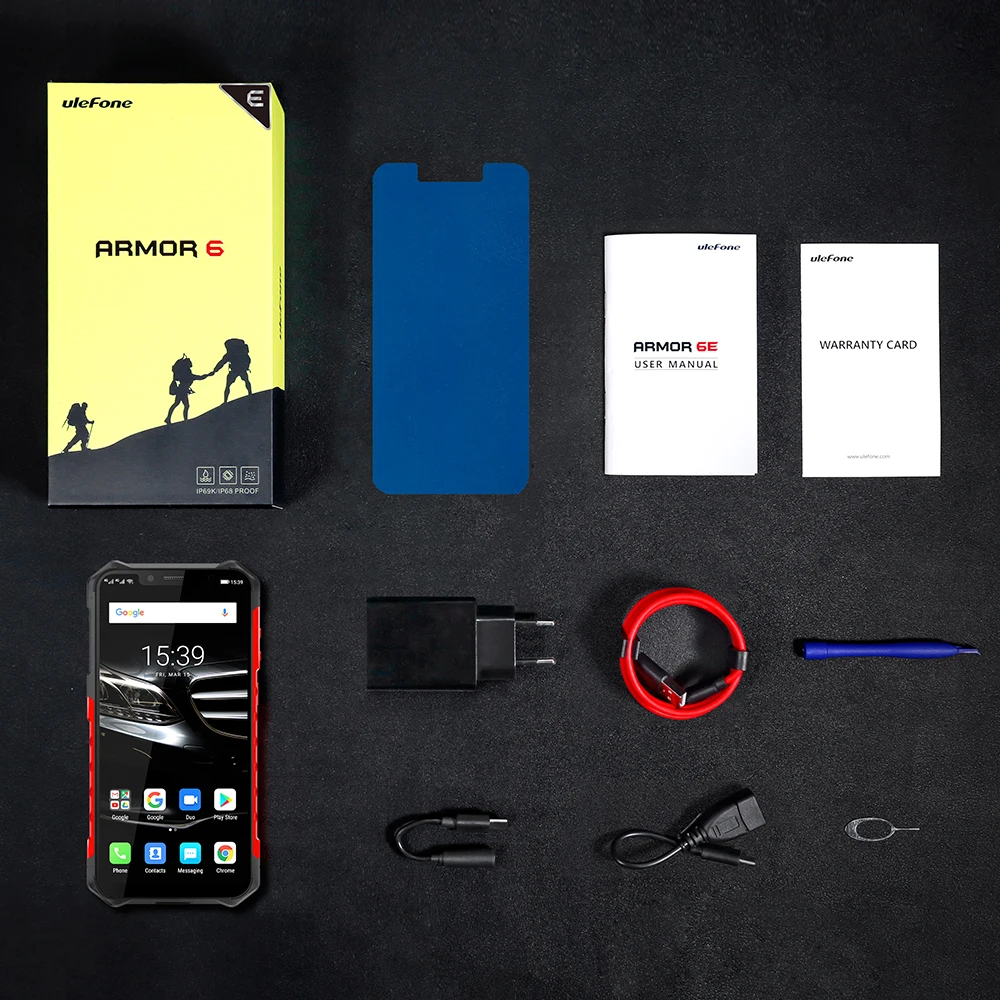 

Ulefone Armor 6E Waterproof IP68 NFC Rugged Mobile Phone Helio P70 Otca-core Android 9.0 4GB+64GB wireless charge 4G Smartphone