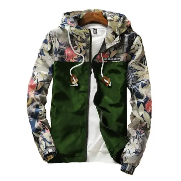 Новый 2019 цветочный Курточка бомбер Для мужчин хип хоп Slim Fit цветы пилот пальто