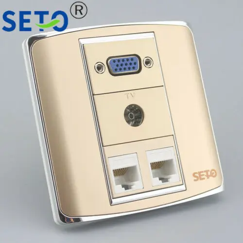 86 Тип VGA + TV Dual RJ45 Cat5e сетевая Lan настенная пластина розетка Keystone Лицевая панель |