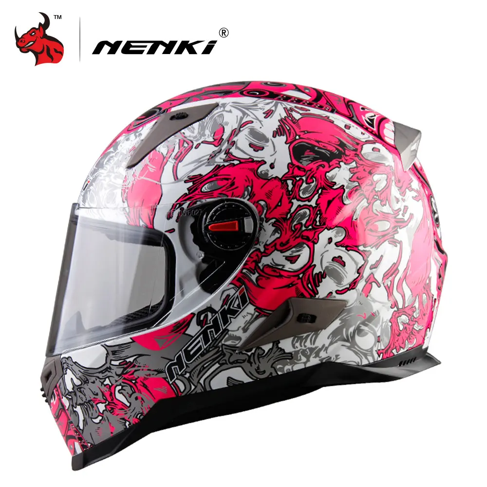 pink pattern NENKI мотоциклетные шлемы с сертификацией ECE Moto шлем для мотокросса мотоциклетный шлем для мотокросса - Цвет: pink pattern
