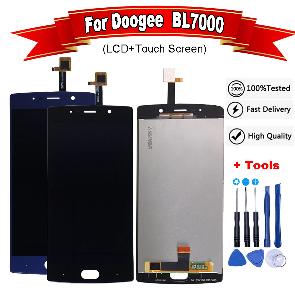 Черный/синий Для DOOGEE BL7000 ЖК дисплей Дисплей + кодирующий преобразователь