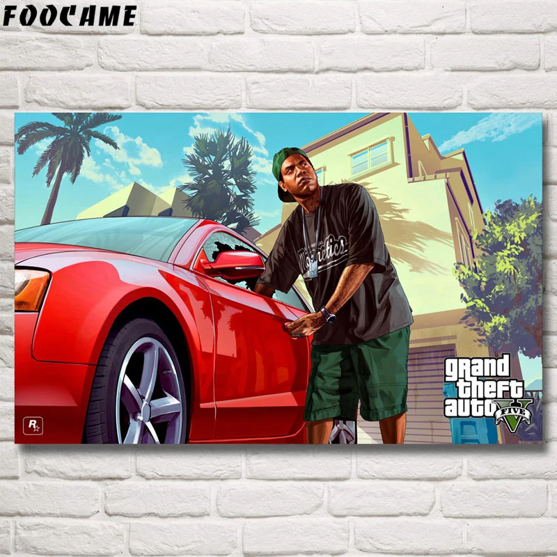 FOOCAME Grand Theft Auto V GTA 5 игровые плакаты и принты художественные шелковые картины, настенные декорации украшения спальни Картина гостиной