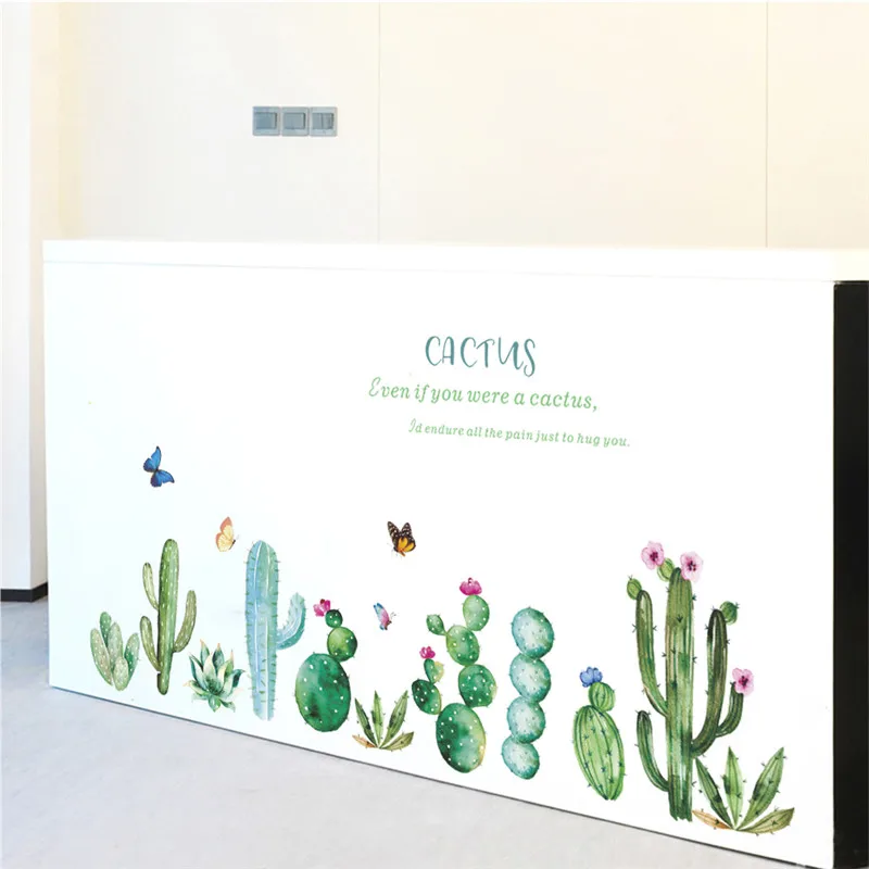green plant butterfly flower leaf wall stickers for kids rooms living room bedroom window decals mural arts | Дом и сад