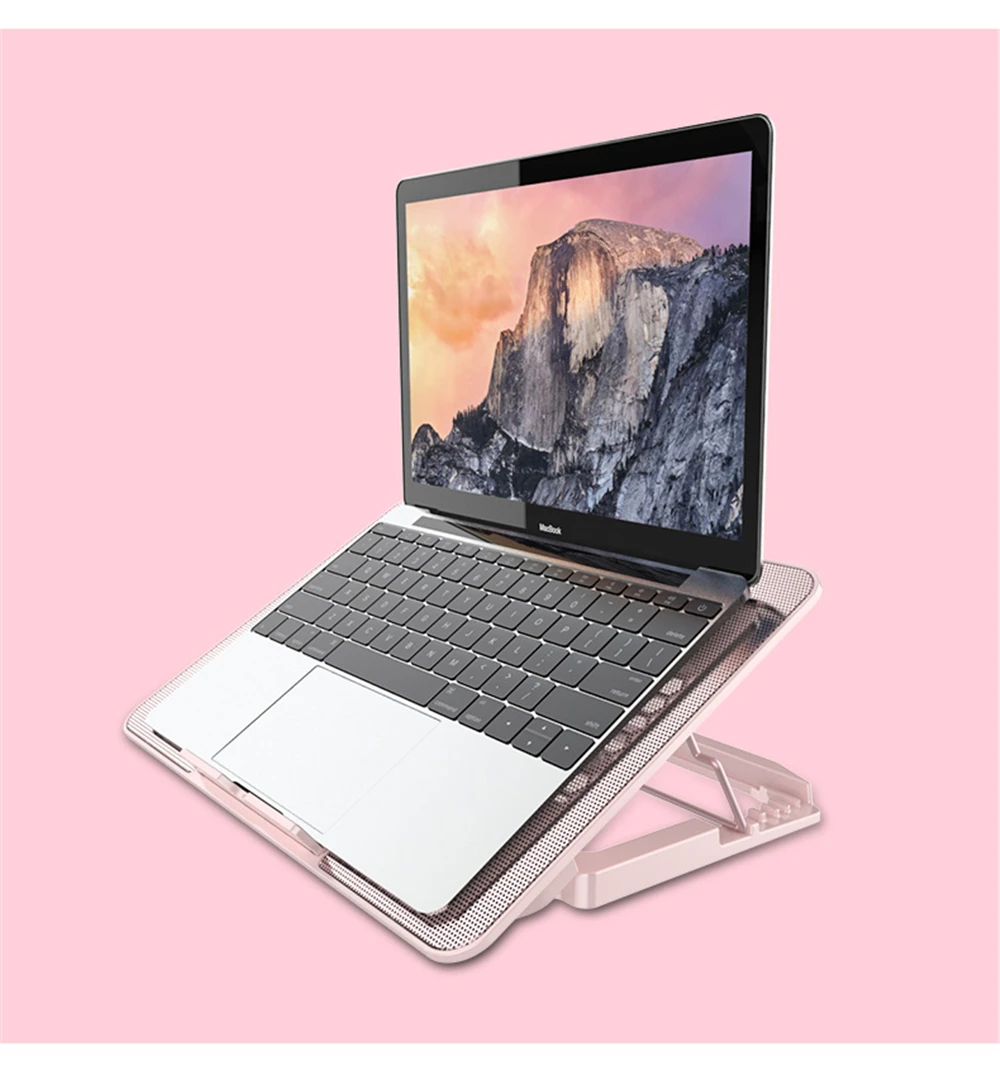 Adjustable Folding Laptop Stand For Macbook Lenovo Dell HP Asus Portable Notebook Holder 2 USB Ports Six Fan Cooling Pad Bracket