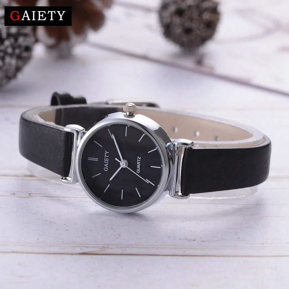 Модные изысканные маленькие простые женские часы под платье кожаные Мини