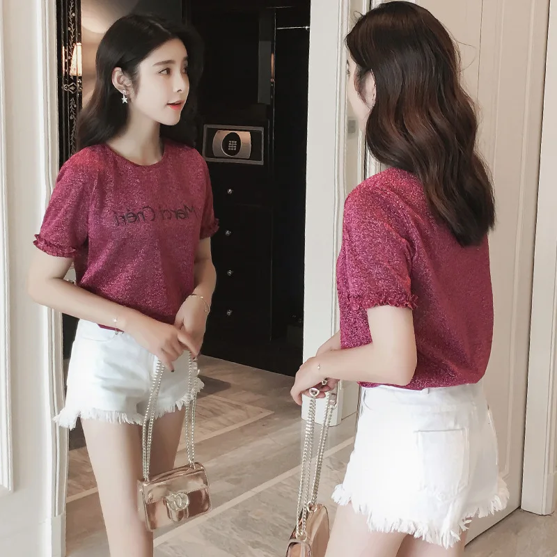 Корея футболка Мода 2017 г. летние топы женские повседневные футболки короткий