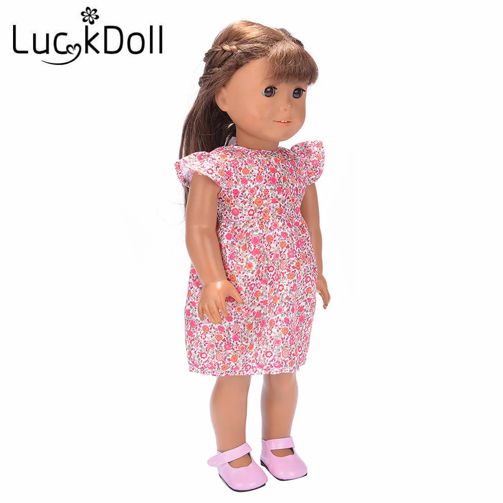 LUCKDOLL Цветочное платье размер 18 дюймов американский 43 см Детская кукла одежда