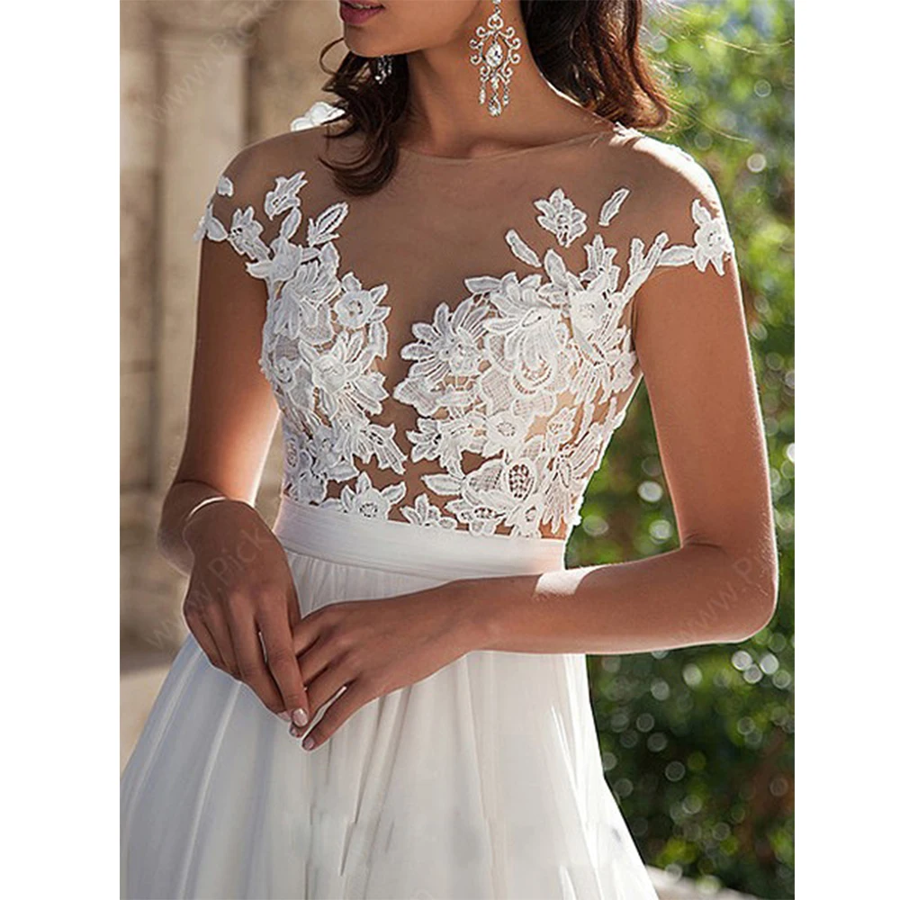 Кружевные свадебные платья с вышивкой Vestido de Noiva без рукавов белого цвета платье