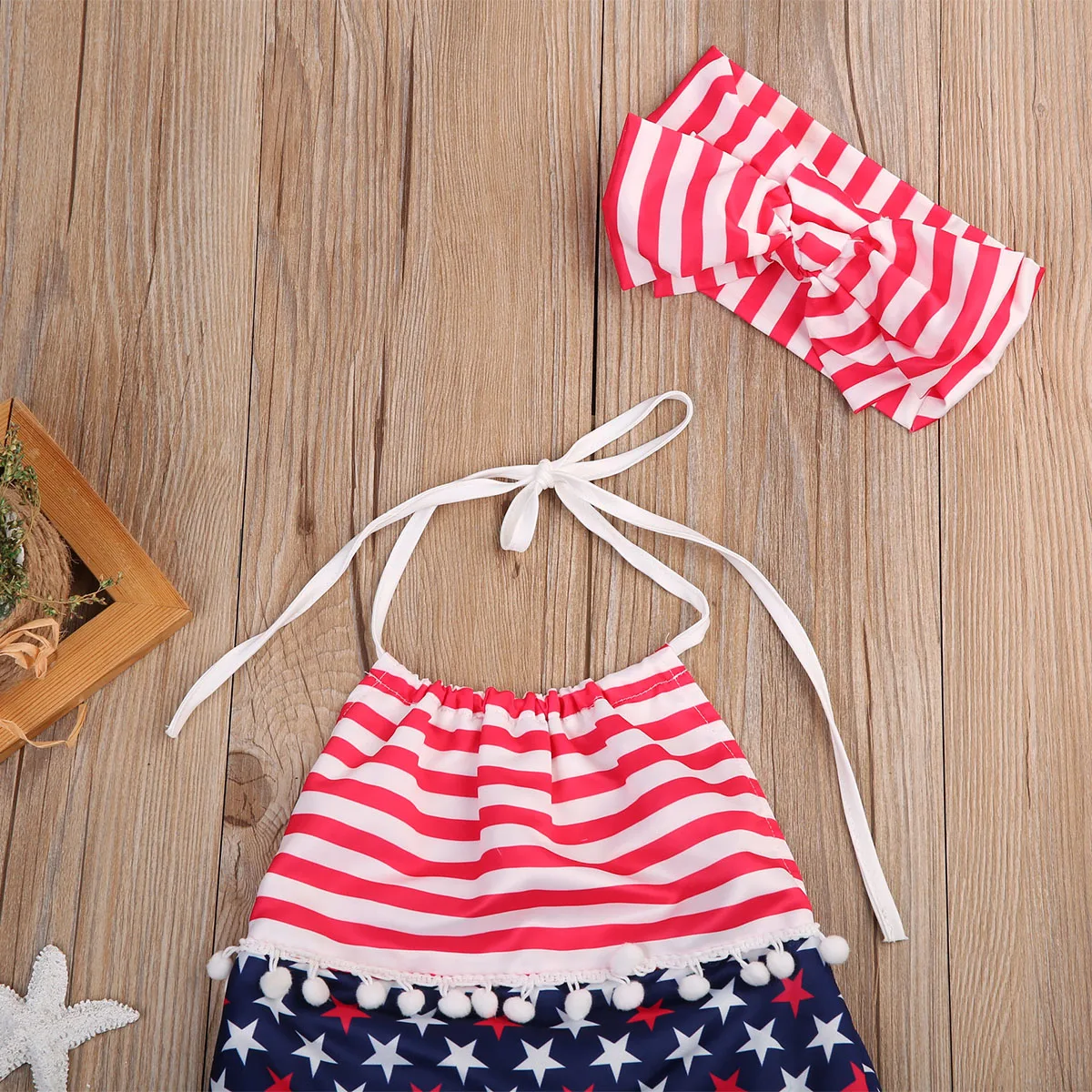 Новинка 2018 одежда для маленьких девочек комбинезон в полоску и повязка на голову