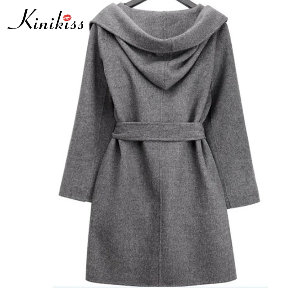 Kinikiss 2018 новые женские пальто серые зимние куртка с капюшоном однотонная