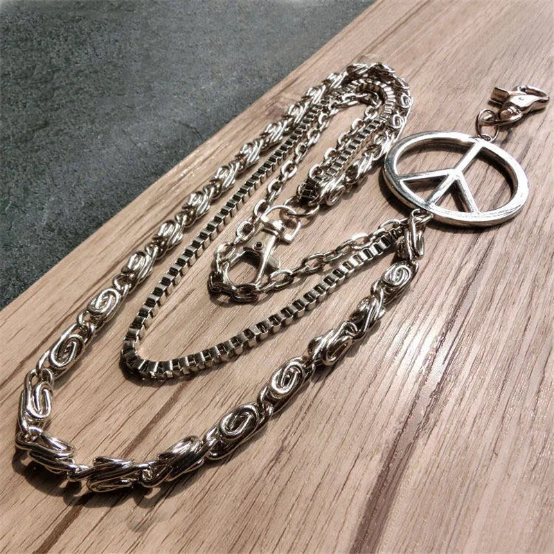 Кошелек мужской серебряный в стиле панк металлическая цепь рок кубинская