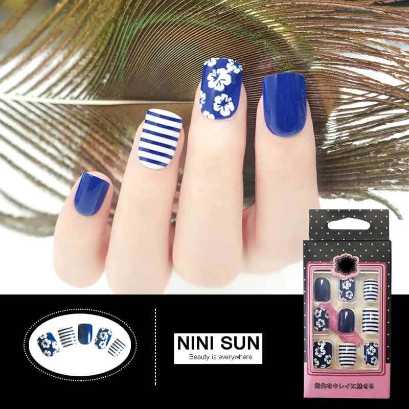 Новый 24 шт./компл. простой дизайн 2017 короткие накладные ногти Nep nagels для украшения