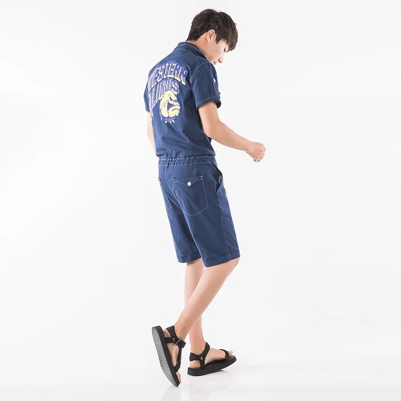 Новинка 2017 мужской джинсовый комбинезон-шаровары уличный Модный повседневный