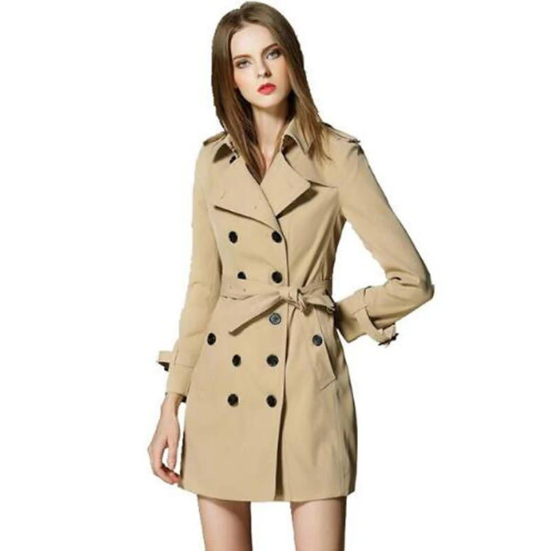 

High quality Trench coat women 2018 Runway British Style brand design trench outerwear Mid long elegant female overcoat X162