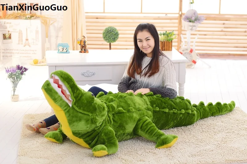 

fillings plush toy huge 220cm cartoon green crocodile plush toy soft doll sleeping pillow creative birthday gift s0900