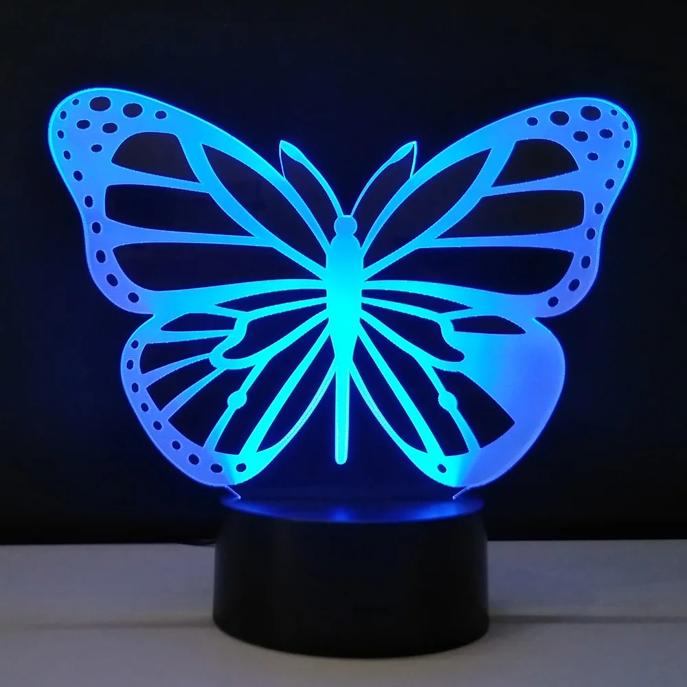 3D Lampara украшение бабочка светодиодные ночные светильники сенсорный выключатель