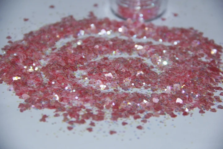 Розовый сердечко белый растворитель устойчивый блеск смешанный акриловый гель