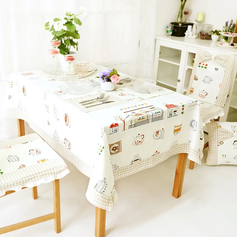 Скатерть в японском стиле Zakka круглая хлопковая скатерть бежевого цвета клетку