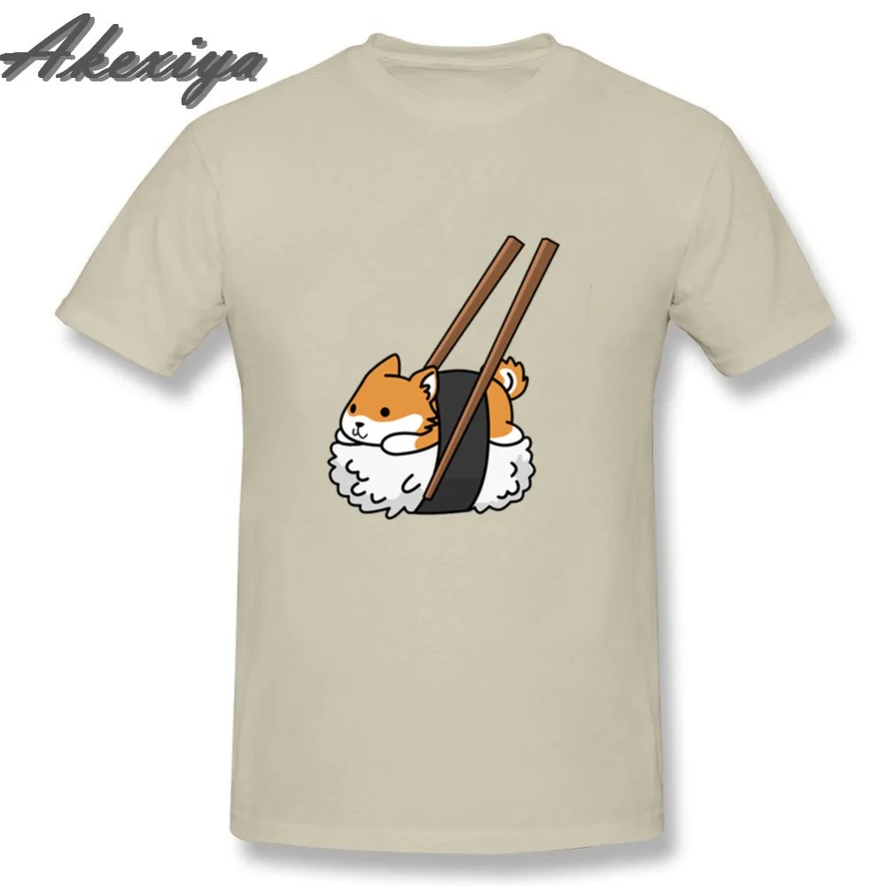

2019 Hot New Men T shirt Unisex Cute Food model Funny Sushi Shiba Inu Printed Tshirt Funny Cartoon 100% Cotton Clothes Top Tee