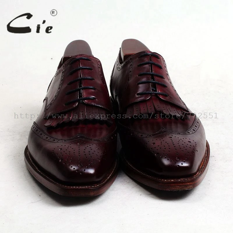 Мужские туфли на заказ из натуральной телячьей кожи с квадратным носком|wine shoes