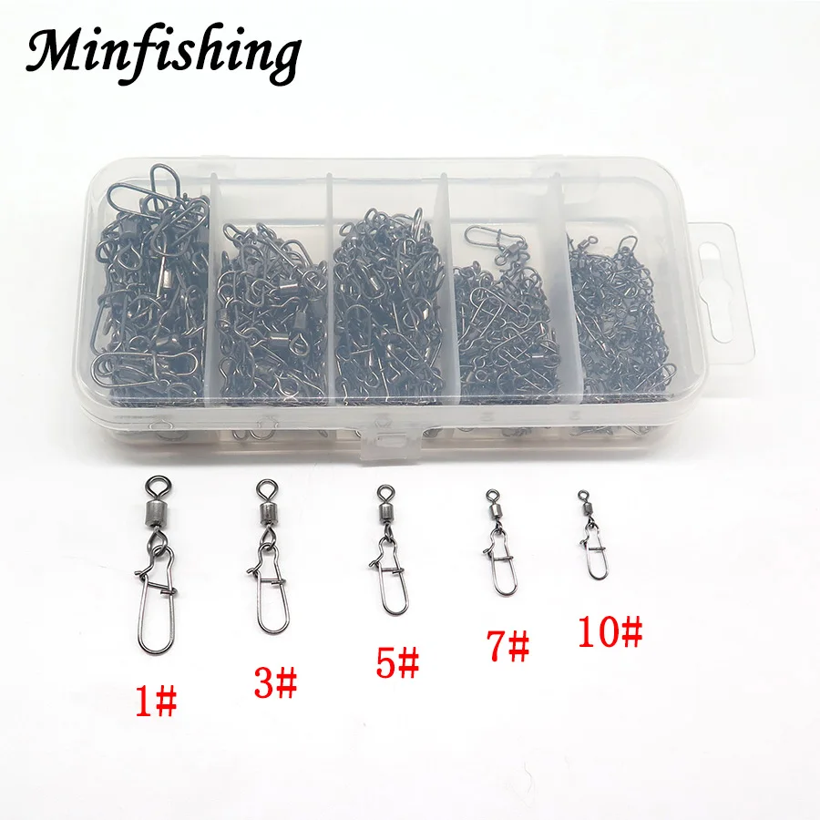 Minfishing 250 шт./компл. баррель поворотный с сильным кнопки MS + ZQ рыболовный крючок