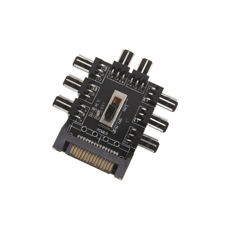 Компьютер SATA 1 8 Way сплиттер Вентилятор охлаждения концентратор 3 Pin 12V адаптер