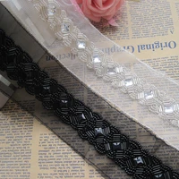 diy garment collar accessories handmade pearl lace nail bead collar flower collar trim wide 5 5cm