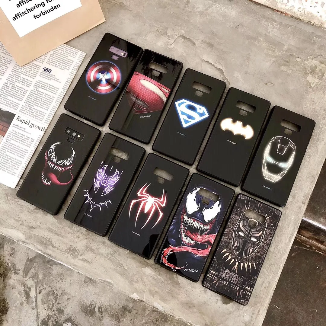 Светящийся Марвел Железный человек venom стеклянный чехол для Samsung Galaxy S8 S9 S10 Plus NOTE 8 9