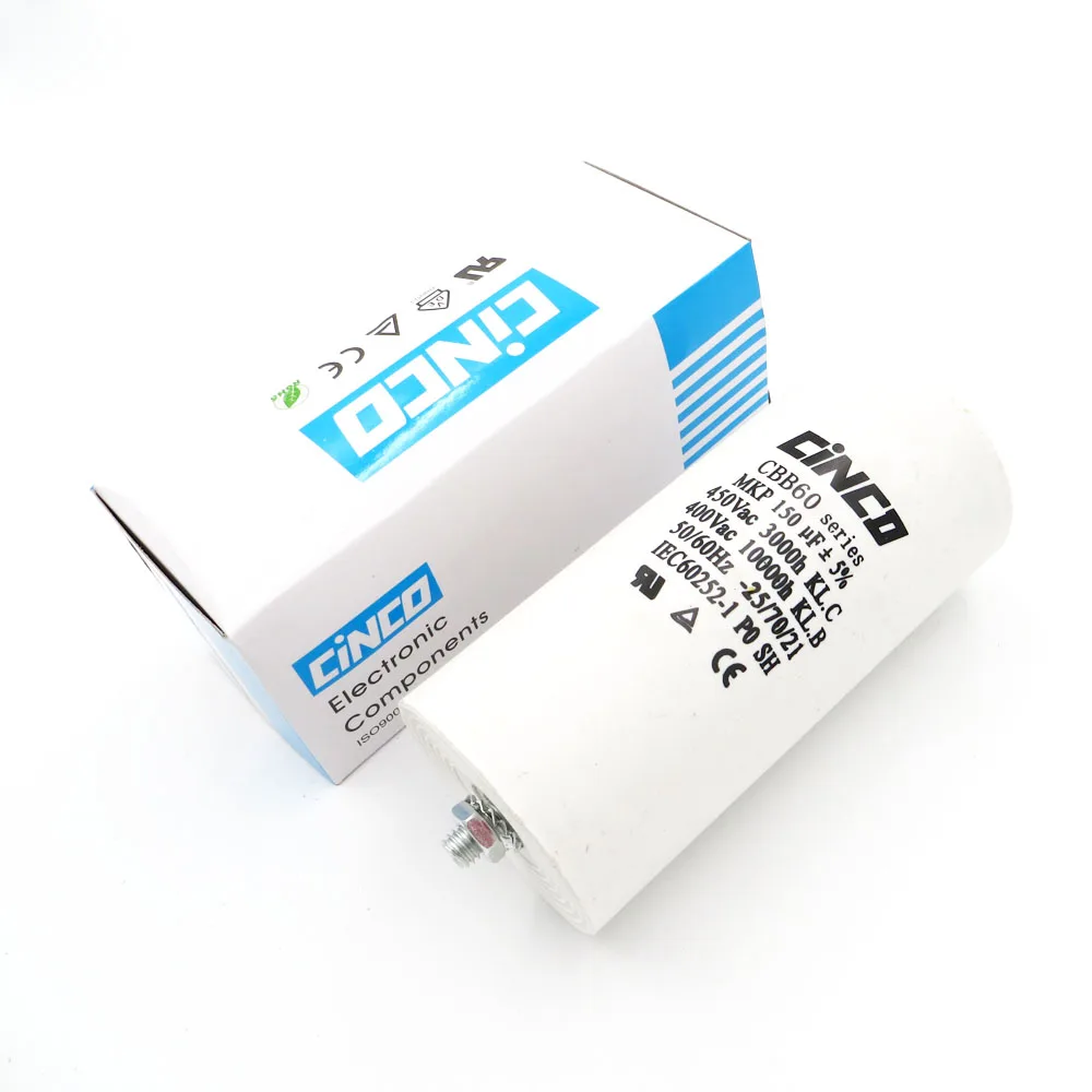 150UF 400V 450V CBB60 Motor Run Capacitor wire SH DB Polypropylene Film Ac 450VAC Water Pump electrical engine 150mfd 150mf |