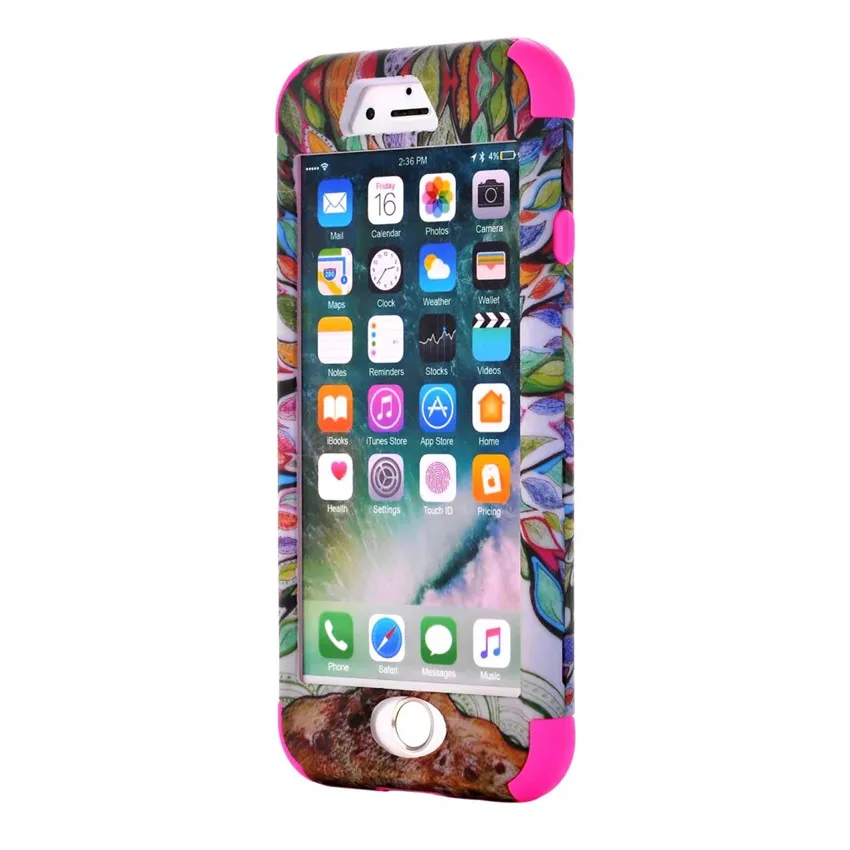 MAX-Q для iPhone 7 Plus 5," чехол с деревом на заднюю панель для iPhone 8 шт+ Мягкий силикон 3 в 1 двойной кожаный чехол роскошный мобильный чехол для телефона