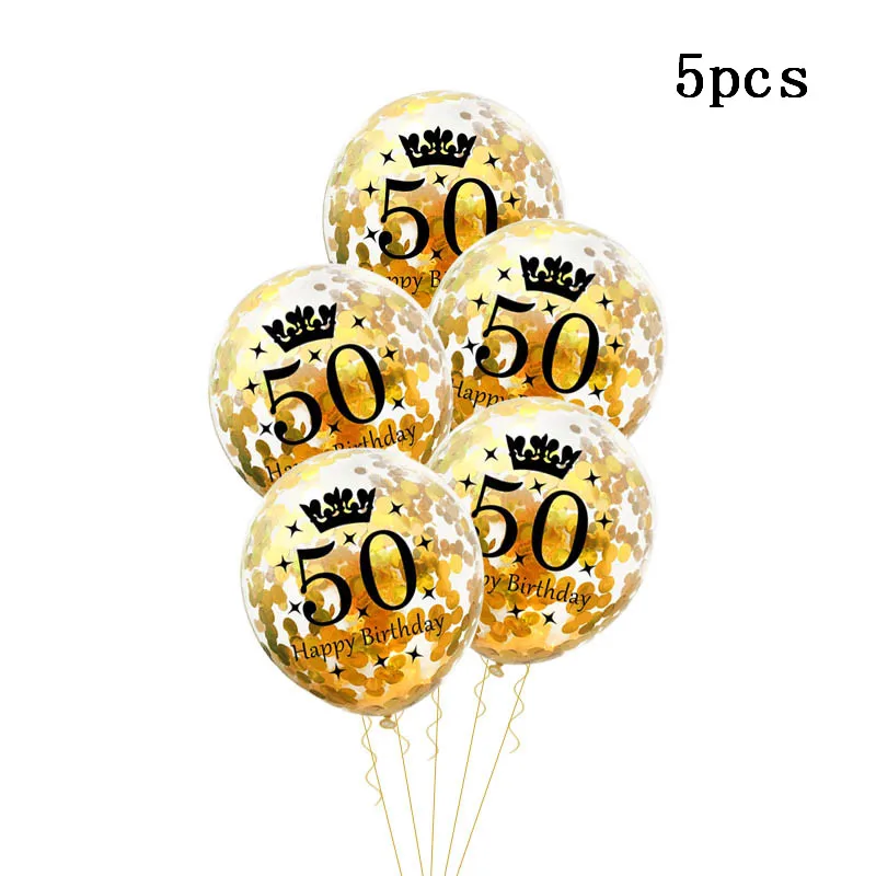 5pcs Gold 50 Розовое золото конфетти номер воздушные шары 30 40 50 60 день рождения украшения для взрослых юбилей Свадебные украшения воздушные шары - Цвет: 5pcs Gold 50