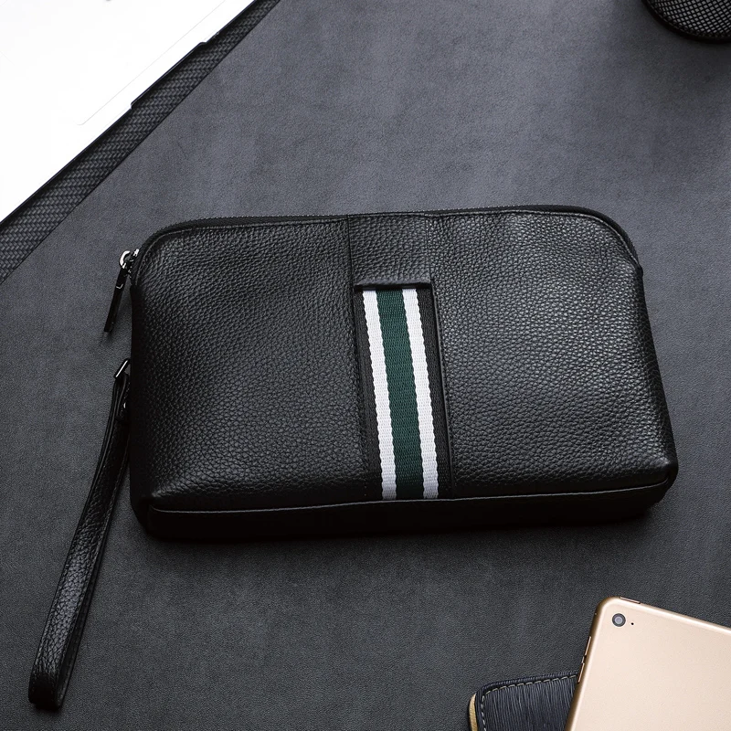 BAQI Brand Men Handbags Men Wallets Clutch Bag High Quality Genuine Leather Cowhide 2019 Fashion Ipad Bag Men Card Holder Casual