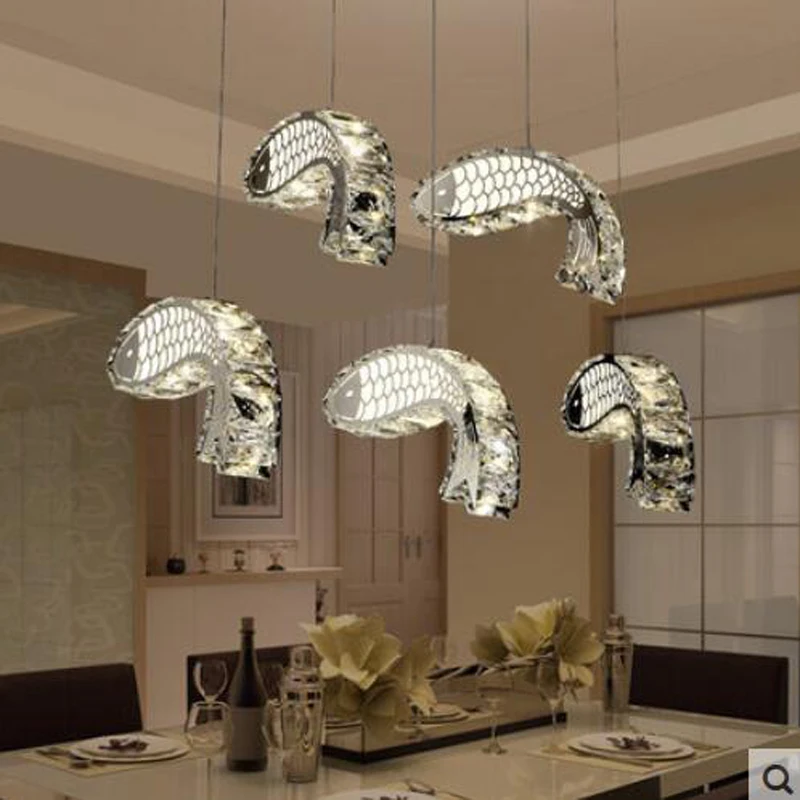 T 2016 Новый рыбный светодиодный хрустальный роскошный подвесной светильник