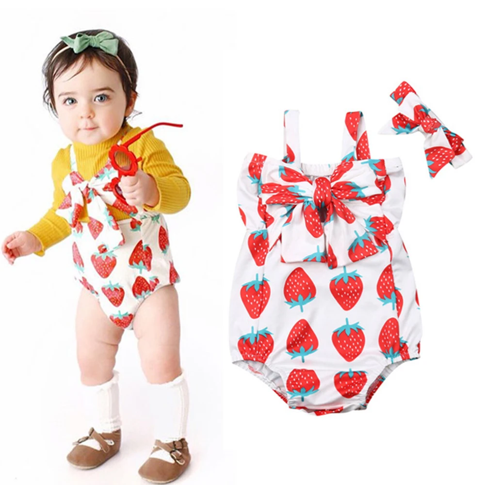 Клубничный комбинезон для новорожденных девочек Хлопковый Одежда Комбинезон