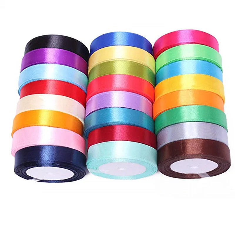Рулон двухсторонней шелковой атласной ленты цветная лента 2 см для украшения