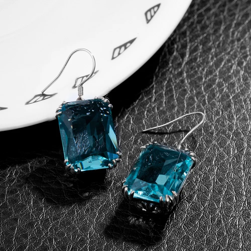 Женский винтажный комплект украшений кольцо/серьги/кулон с большой квадратной