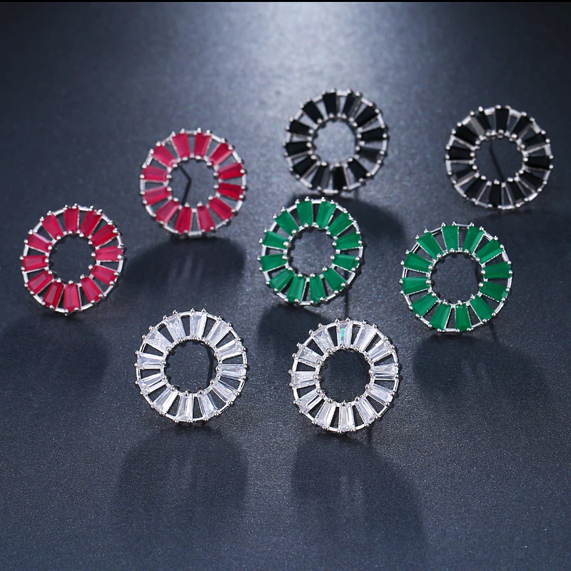 Женские круглые серьги пусеты EMMAYA модные украшения из фианита|brand stud earrings|fashion