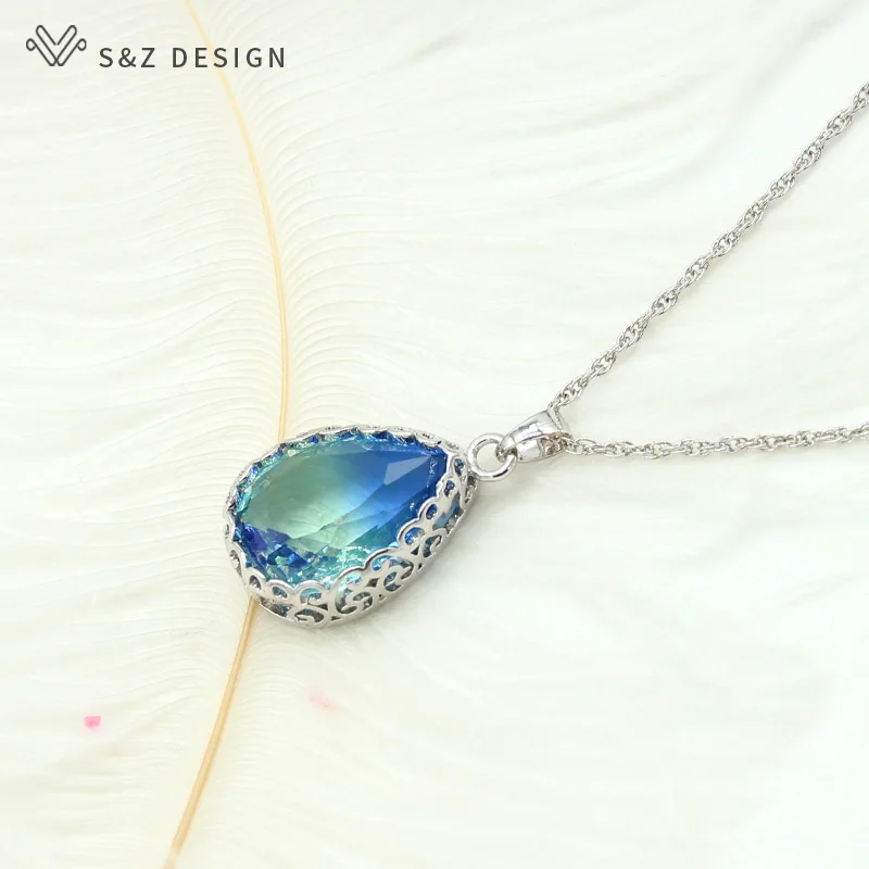 Набор ювелирных изделий S &amp Z из циркония и стекла Длинная водяная капля